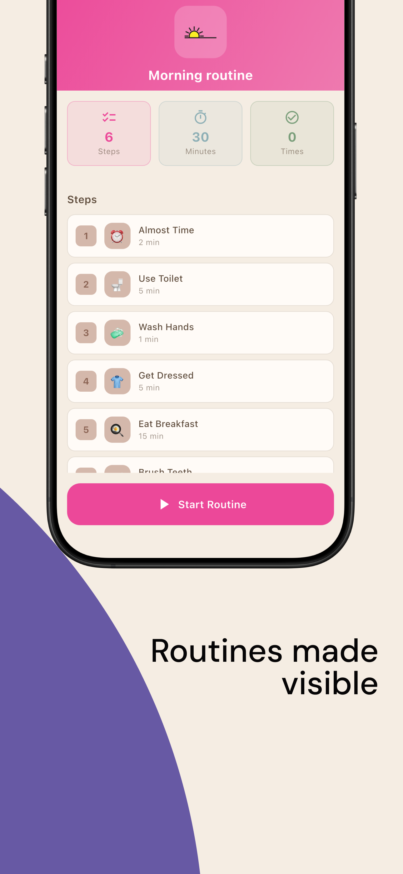 MyVisualRoutine app showing visual schedules